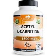 NaturaLife Labs Acetyl L-Carnitine (ALCAR) 1500 mg per Serving – 100 Capsules – Non-GMO, Gluten-Free