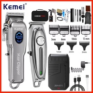 Kemei Rechargeable Hair Clipper LCD Display Hair Cutter Machine KM-2002 Electric Hair Trimmer Profes