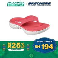 Skechers Women On-The-GO GOwalk 6 Lite Step Sandals - 141001-CRL Contoured Goga Mat Footbed, Hyper Pillar Technology, Machine Washable, Ultra Go Kasut Slipar Slipper Perempuan