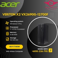 Acer Veriton X2 VX2690G-12700F SFF Desktop PC Black ( I7-12700, 8GB, 512GB SSD, Intel, Windows 11Pro