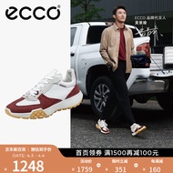 ECCO爱步休闲运动鞋 百搭拼色休闲鞋 复古跑鞋524914 深酒红/白色52491460395 42