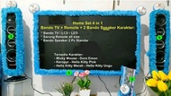 Home Set / Bando Set Karakter 4in1 ( BANDO TV SIZE 14-32 Inchi + Bando 2 Speaker + Sarung Remote Tv)