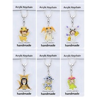 Buy2Send1，Agumon, Gabumon, Beetlemon acrylic keychain, Digimon cute pendant decoration