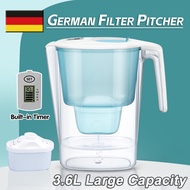 【Ready Stock】Filter Kettle 3.6L Fliter Pitcher Portable Alkaline Water Fitler Jug Changing Reminder 