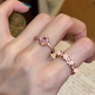 Flashing Pigeon Egg Colorful Treasure Row Diamond Rose Gold Ring Female Niche Simple Light Luxury Al