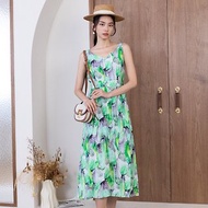 【MEDUSA】綠色水墨天絲長洋裝(M-XL) | 長洋裝 度假洋裝 天絲棉
