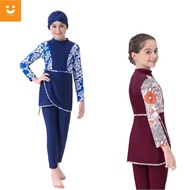 【Uhome】Kid Muslimah Swimsuit 1-12 Years Girl Swimwear suit with Cap Bathing Swimsuit Hijab for Girls