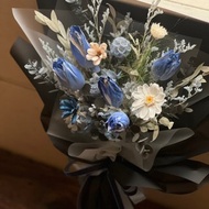 乾燥鬱金香花束 藍色花束 男生花束 乾燥花 永生花 不凋花
