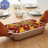 TasteTasty Stainless Steel Baking Pan 16x9 Inch 2 Set With Lids Deep Roasting Tray For Fish Pasta Br