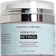 Retinol Moisturizer Cream 2.5% for Face & Eye Area - Formula with Hyaluronic Acid, Vitamin E, Green 