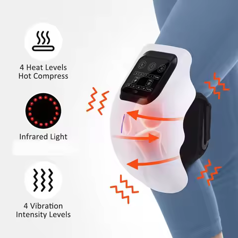 Electric Cordless Heated Knee Massager Knee Braces Vibration Knee Pads LED Light Hot Compress Gift f