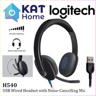 LOGITECH H540 WIRED USB COMPUTER HEADSET WITH HIGH DEFINITION SOUND, ON EAR CONTROL & NOISE CANCELLI
