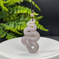 高品質紫色珊瑚玉吊墜冰潤玉化手雕生肖蛇保護神聖幸運吉祥智慧