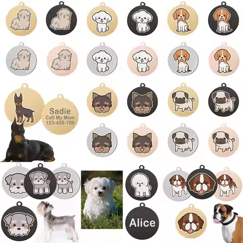 Customized Dog Name Tag Personalized Uv Inkjet Printing Custom ID Nameplate Address Telephone French