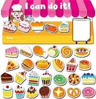 “I CAN DO IT” Token Board, Magnetic Reward Chart with 31 Snack Magnets, Market-Themed Reward System 