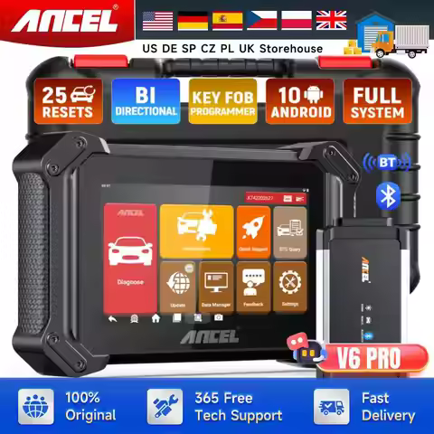 ANCEL V6 PRO OBD2 Bluetooth Automotive Scanner Bi-Directional Control IMMO A/F EPB ABS 25 Reset Auto