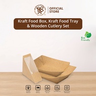 PACKEVERYTHING Kraft Food Tray | Kraft Food Box | Wooden Cutlery Set | Kraft Sandwich Box | Kraft Ch