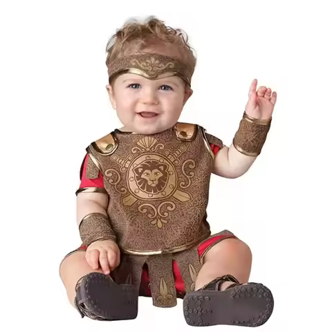 0-3 Years Kids Baby Medieval Warrior Costume Halloween Roman Soldier Costume Historical Gladiator Co