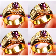 UNGU Men's Purple Gemstone Ring Mustik4 Crystal Centipede