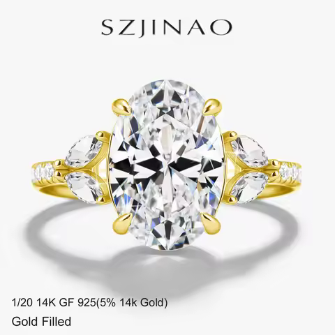 Sparkle 4.5ct Oval Cut D Color Moissanite Ring Real 14K Gold Filled Thick Gold Plating Layer Lab Dia