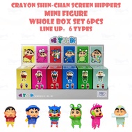 Whole box set 6pcs Crayon Shin-chan Screen hippers Mini Figure Blind box Cute Hippers decoration Lin