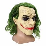 Halloween Joker Mask Horror Scary Clown Mask Joker Mask with Green Hair Wig for Cosplay Party Costum