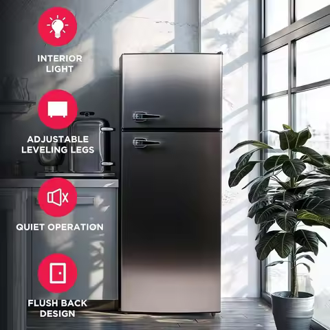 2 Door Apartment Size Refrigerator Freezer Combo 7.5 Cu Ft Platinum Series Stainless Steel