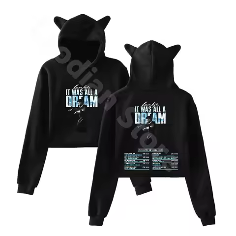 Karan Aujla It Was All A Dream Tour 2025 Short Hoodies Funny Cat Ear Clothing Fashion Women Bear Ear