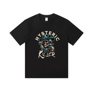 Men's Crew Neck T-Shirt Black Hysteric Killer Graphic Print for Casual Wear