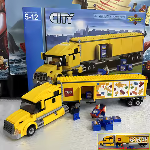 Technical Yellow Delivery Transporter Truck‌‌ 60440 Building Blocks Brick Figures Set Vehicle Model 