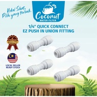 ONE TOUCH 4U4 1/4" Quick Connect EZ Push in Union Fitting (4 Pcs Set)