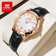 OPK นาฬิกาสำหรับผู้หญิง กันน้ำ 2025 แบบใหม่ สง่างาม แฟชั่นหรูหรา สไตล์เกาหลี สายหนังเรืองแสง นาฬิกาค