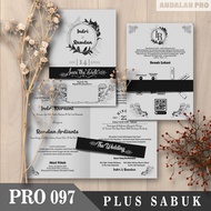 (50 PCS) PRO 097 Lipat 2 Plus Sabuk - Cetak Undangan Grayscale/Hitam Putih Variasi Sabuk Harga Murah