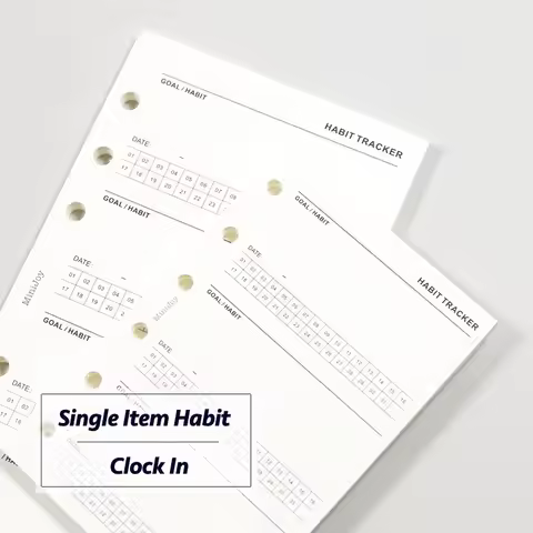 Fromthenon Minimalist Ledger Loose Leaf Paper A6A7 Single Item Habit Clock in Loose Leaf Replacement