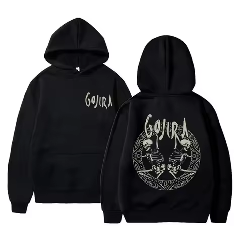 French Metal Band Gojira Skeleton Double Sided Graphic Hoodie Men Women Vintage Hooded Pullover Male