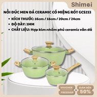Green Cook Ceramic Enamel Cast Pot with Spill-Proof Pouring Mouth 16cm/18cm/20cm/24cm – GCS233
