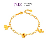 TAKA Jewellery 916 Gold Baby Charms Bracelet with Toy car, Bell and Aeroplane