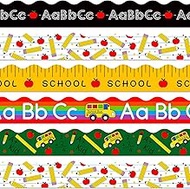 JarThenaAMCS 69 Ft Back to School Bulletin Board Border 60Pcs Border Trim ABC Apples Pencil Ruler Bu