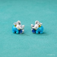 Diy Pure Silver Dumbo Accessories Colorful s999 Elephant Pendant Oil Drip Silver Jewelry Auspicious 