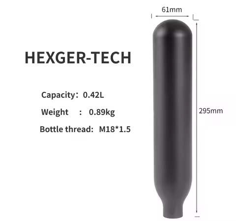 0.42L Round Bottomed Aluminum Tank High Pressure Gas Cylinder CO2 Bottle Cylinder 4500psi 30MPa 300b