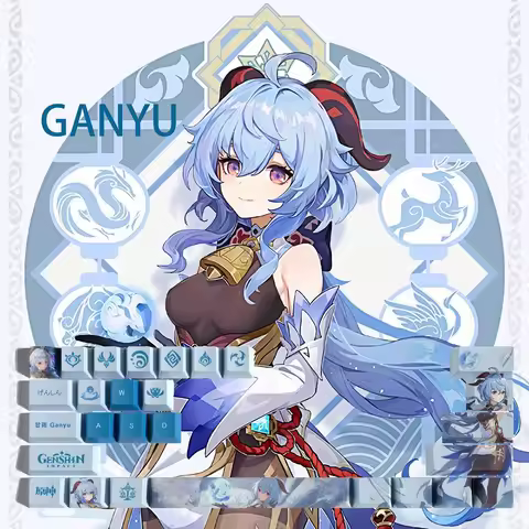Genshin Impact Keycap Keqing 33 key Keycover PBT DYE Sublimation OEM Key Cap MX Cross Axis Switch Ke