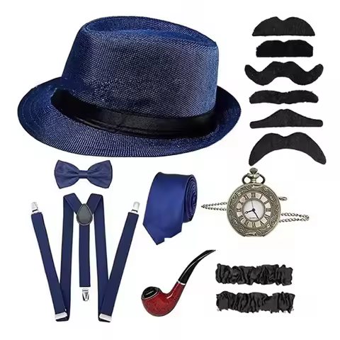 Halloween Cosplay 1920s Men Accessories Set Roaring 20s Costume Retro Gatsby Gangster Grandpa Access