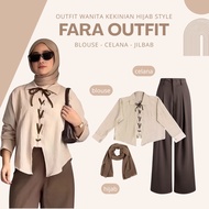 3-in-1 Modern Hijab | Fara Blouse + Culottes + Pashmina | Simple One Set Outfit - AM131N