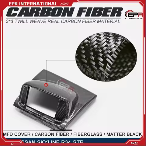 For Nissan Skyline R34 GTR MFD Cover Fit 7inch LCD (Will Also Fit GTT) Black Carbon Fiber Fiberglass