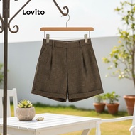 (trendy3) Lovito Casual Shorts Plaid Pocket Short for Women L108ED670