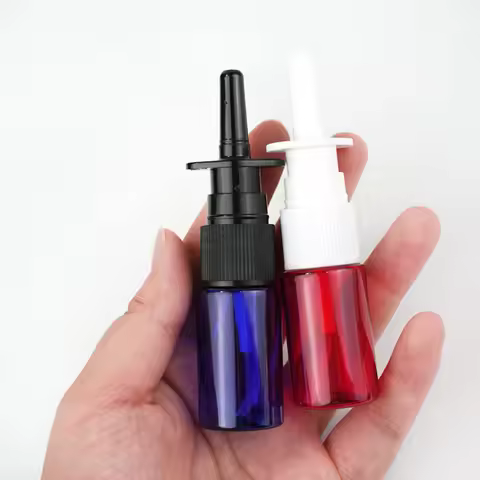 10/20/30/50/100pcs Empty 10ml Nasal Spray Bottle Plastic Refillable Pump Sprayer for Medical Blue Tr