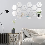 Removable Acrylic Hexagon And Oval Shape Mirror Wall Sticker, Self-Adhesive Tiles, Non-Glass