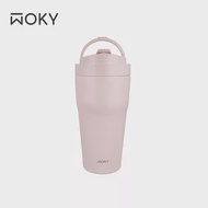 【WOKY 沃廚】-[●●]渾圓杯-手提雙層陶瓷易潔層保溫杯550ml 粉