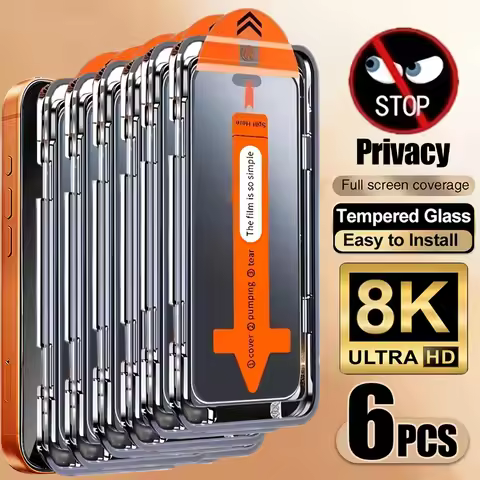 NNBILI 6Pcs Full Coverage Privacy Screen Protector for iPhone 17 16 15 14 13 12 11 Pro Max 17e 16e 1