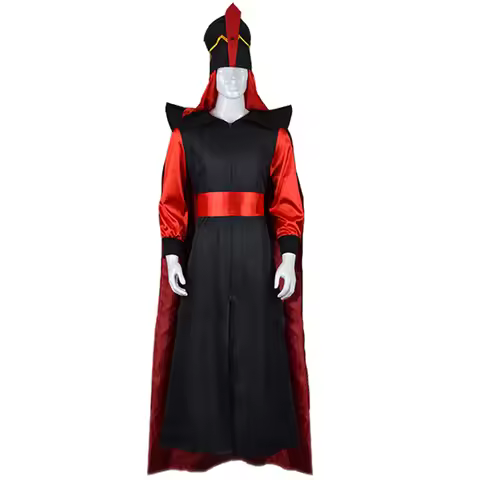 Movie Jafar Cosplay Costume Jumpsuit Cloak with Hat for Men Women Outfits Halloween Carnival Party R